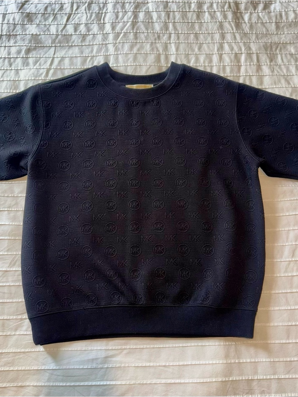 Michael Kors Black Embossed MK Crewneck Sweater